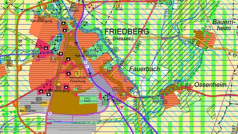Kartenausschnitt aus dem Flächennutzungsplan des Regionalverbandes FrankfurtRheinMain Ausschnitt Friedberg 