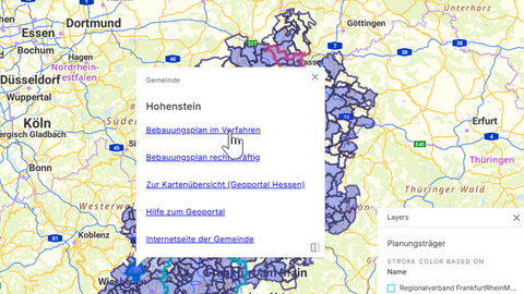Links - Interaktive Karte Bebauungsplan